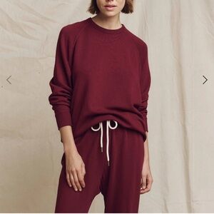 THE GREAT. Burgundy Sweatshirt with Gold Embroidery